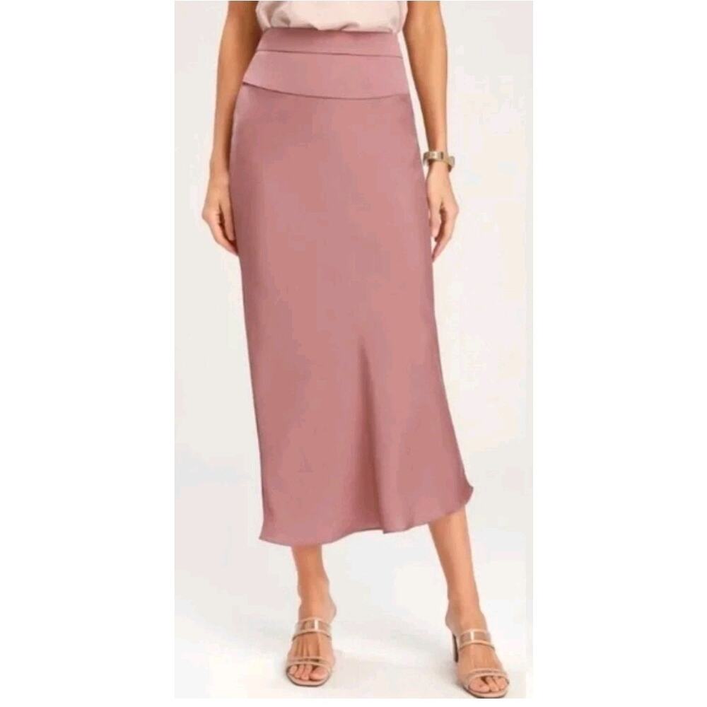 Free People Satin Slip Lilac Midi Skirt Womens 10 Flowy Fairy Pastel Purple - Picture 1 of 5